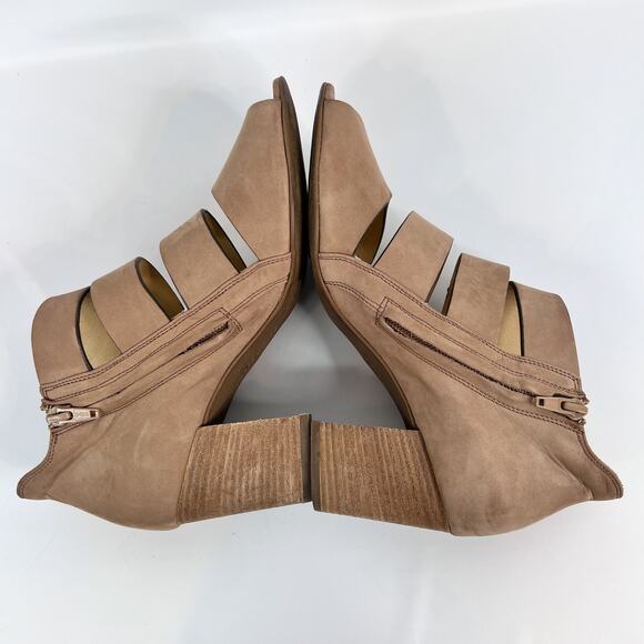 Paul Green Michelle Sandals US 8.5 UK 6 Tan Nubuck Strappy Leather Stacked Heels - Picture 6 of 12